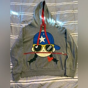 Gray Hoodie with Cartoon Design